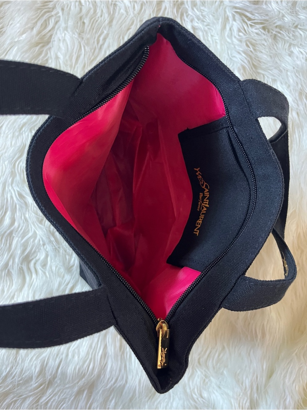 Yves Saint Laurent Black Canvas Tote with Gold YSL Embroidery, GWP - Picture 6 of 16